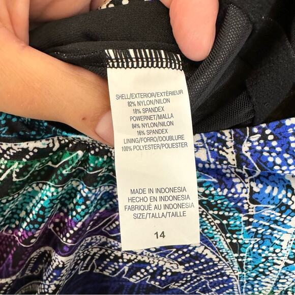 Swim Solutions Women's Black Firework Pull On One-Piece Swimsuit Size 14 NWT - Picture 6 of 11